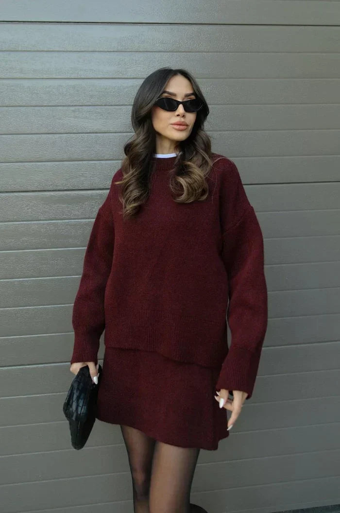 Begoña™ - Conjunto de Punto de Jersey y Falda