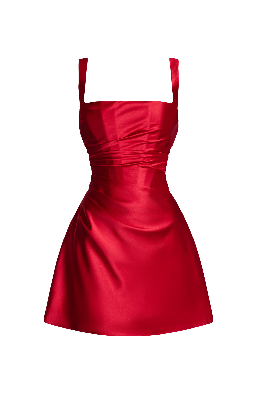 Carlota™ - Vestido Corto de Satén Rojo