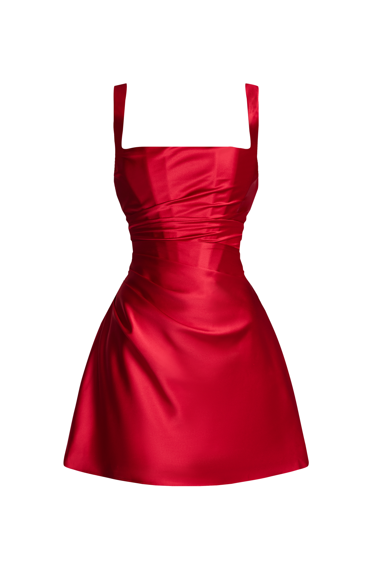 Carlota™ - Vestido Corto de Satén Rojo