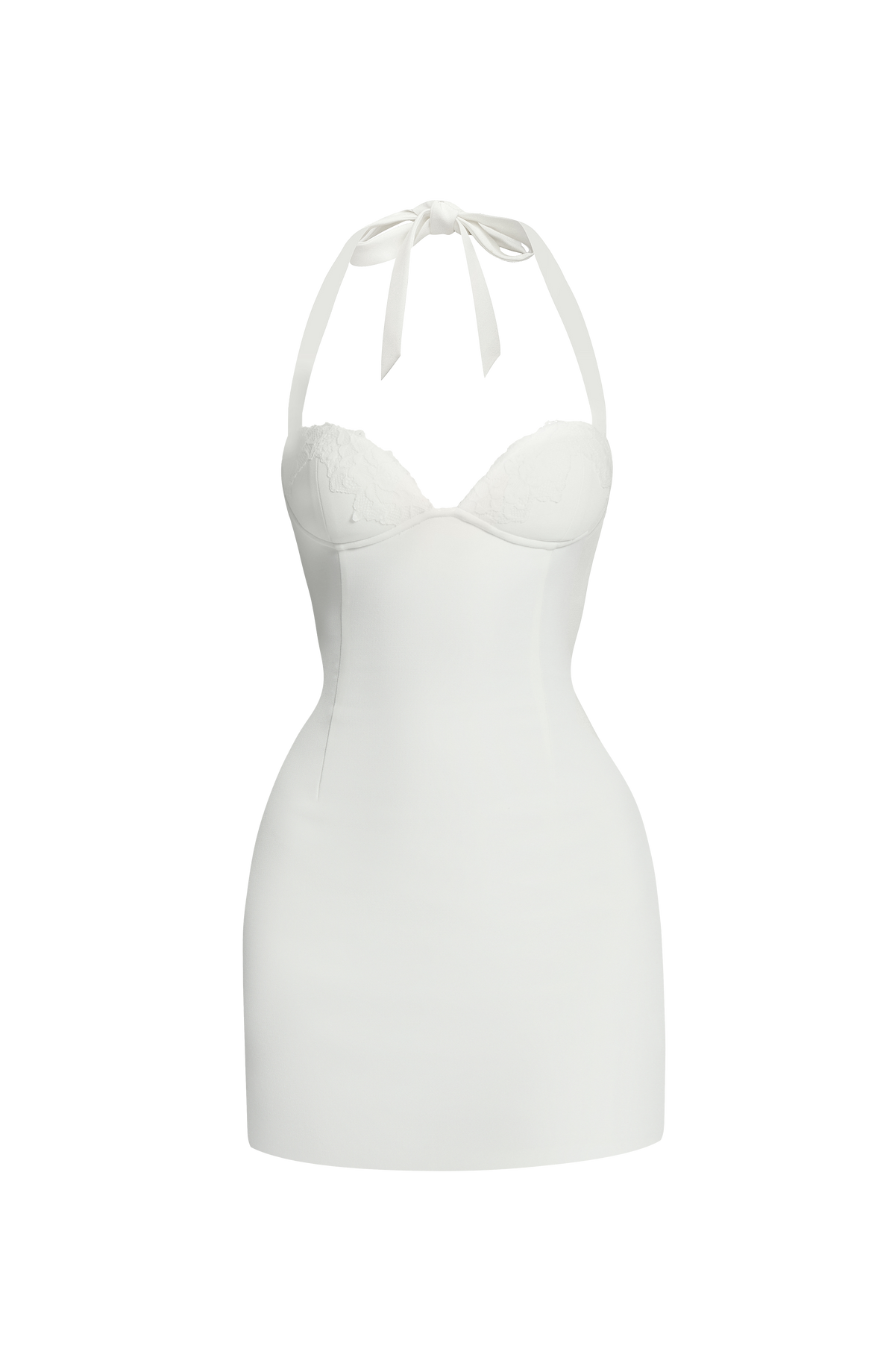 Celia™ - Vestido Corto con Encaje Marfil