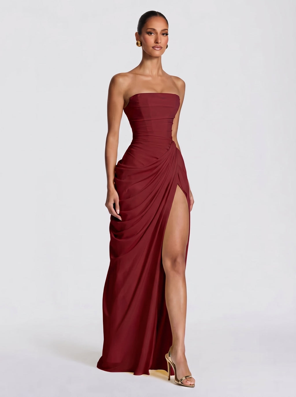 Cyra™ - Vestido Largo de Chifón Terracota