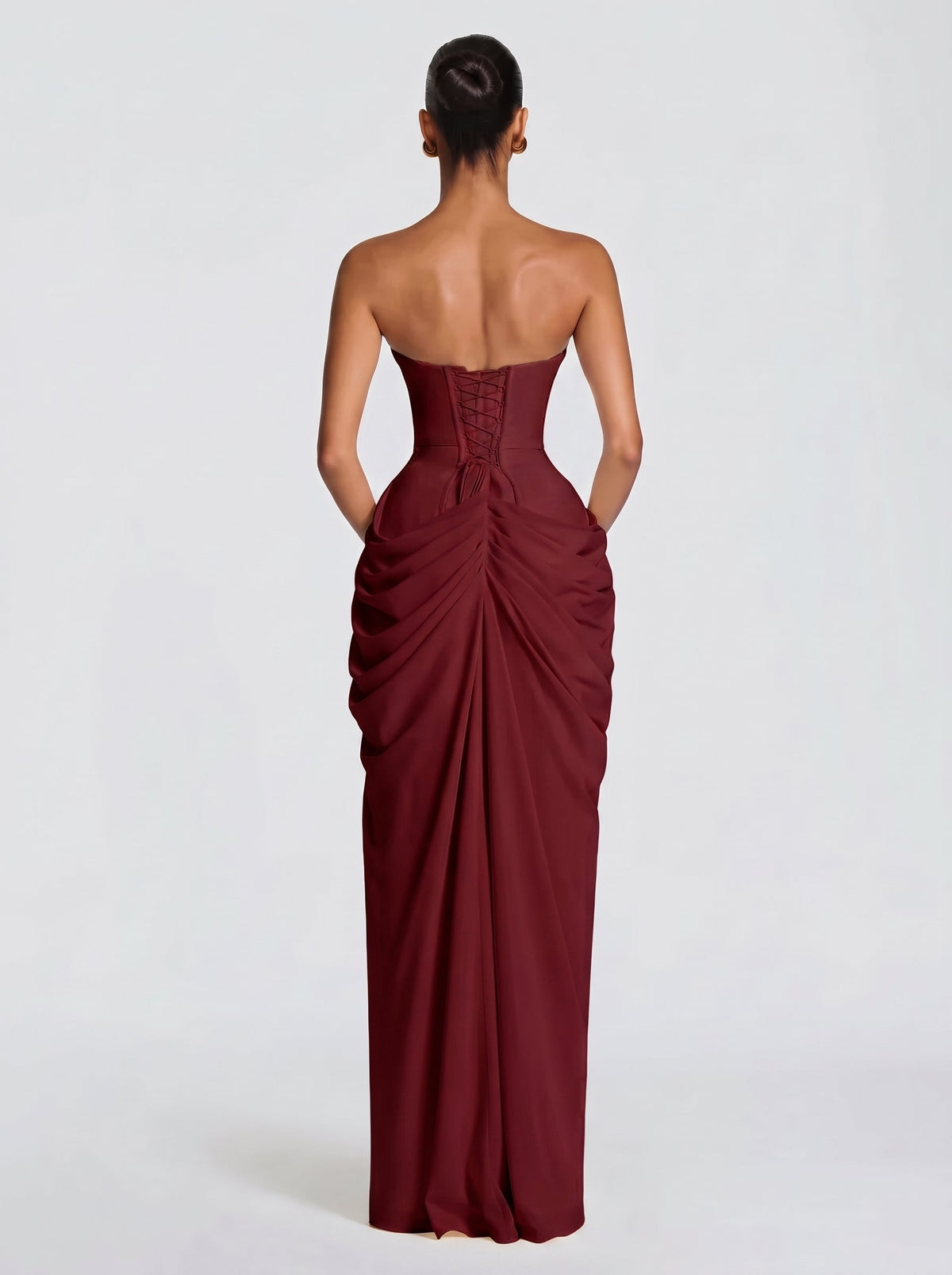 Cyra™ - Vestido Largo de Chifón Terracota