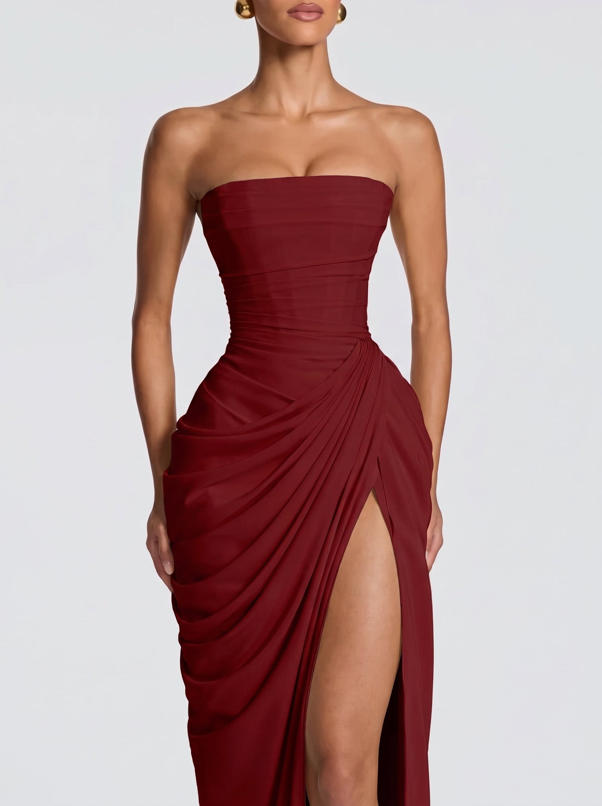 Cyra™ - Vestido Largo de Chifón Terracota
