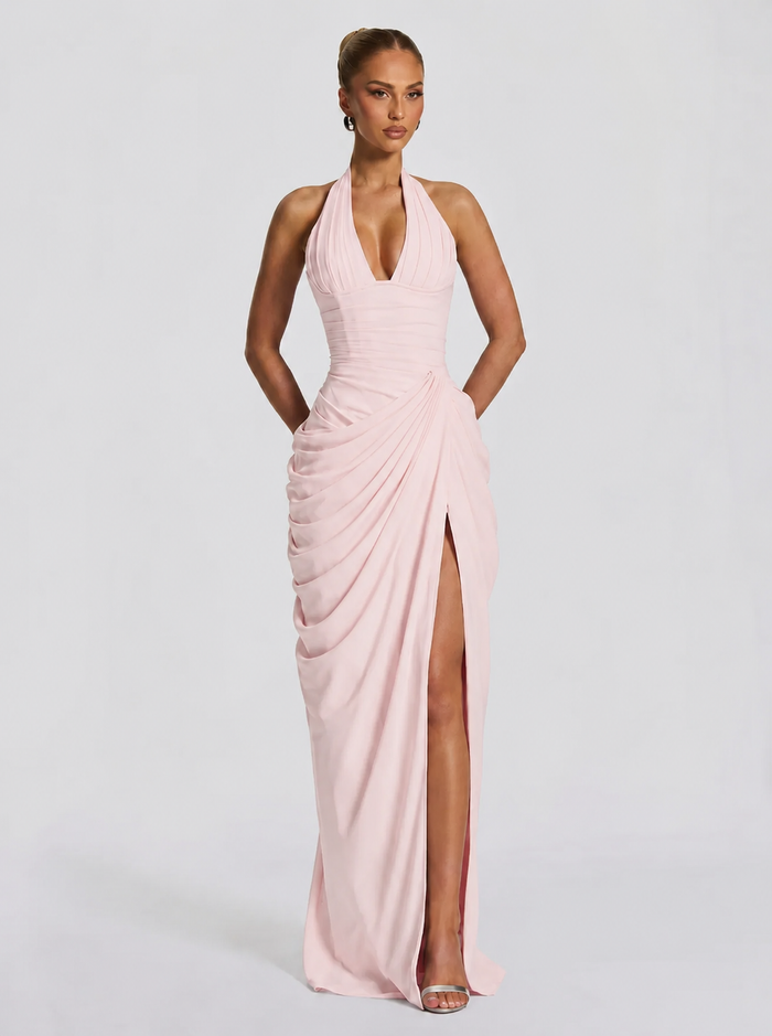 Anna™ - Vestido Largo de Chifón Rosa