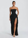 Cyra™ - Vestido Largo de Chifón Negro