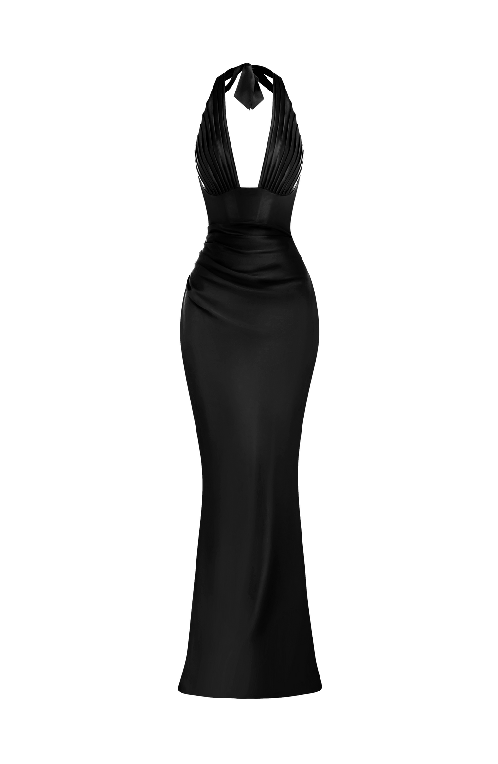 Elena™ - Vestido Largo de Satén Negro