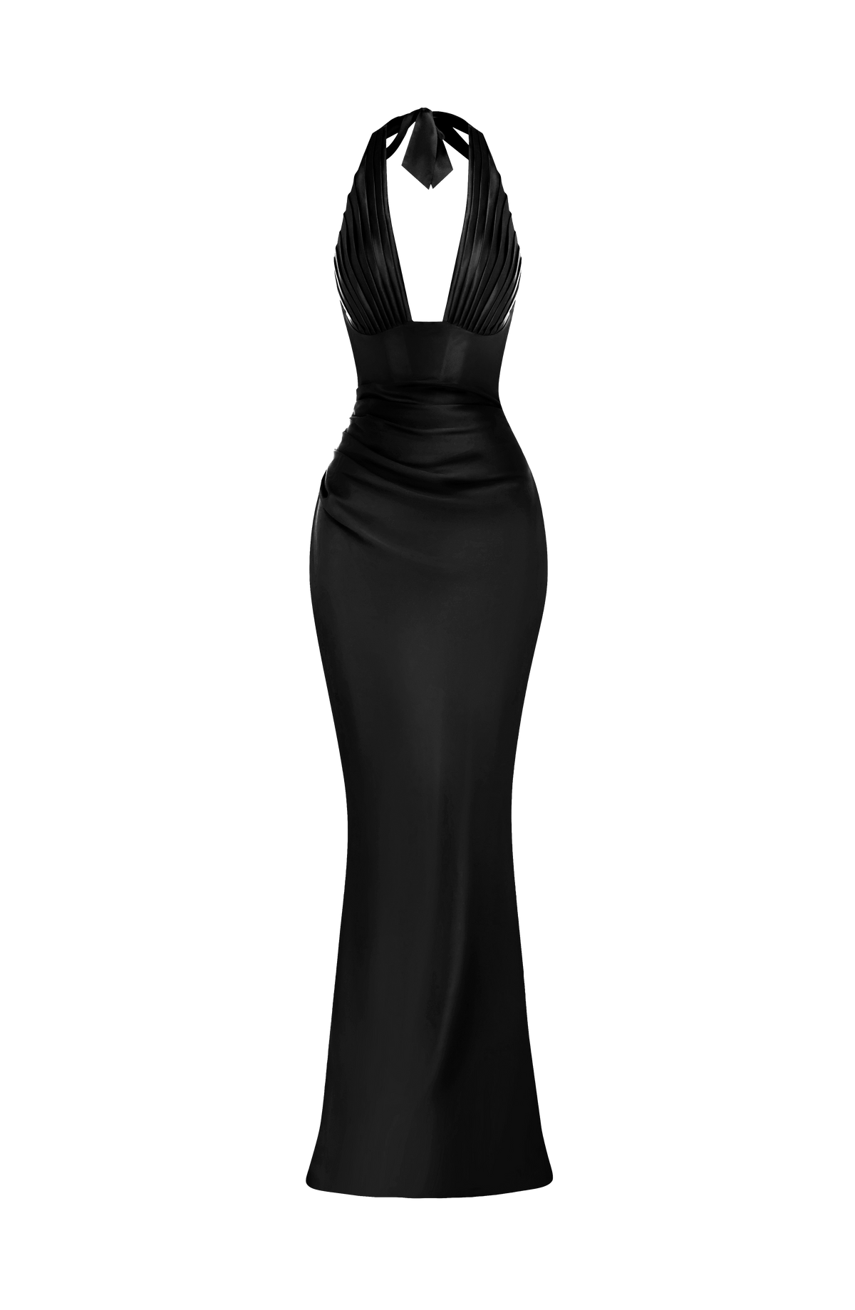Elena™ - Vestido Largo de Satén Negro