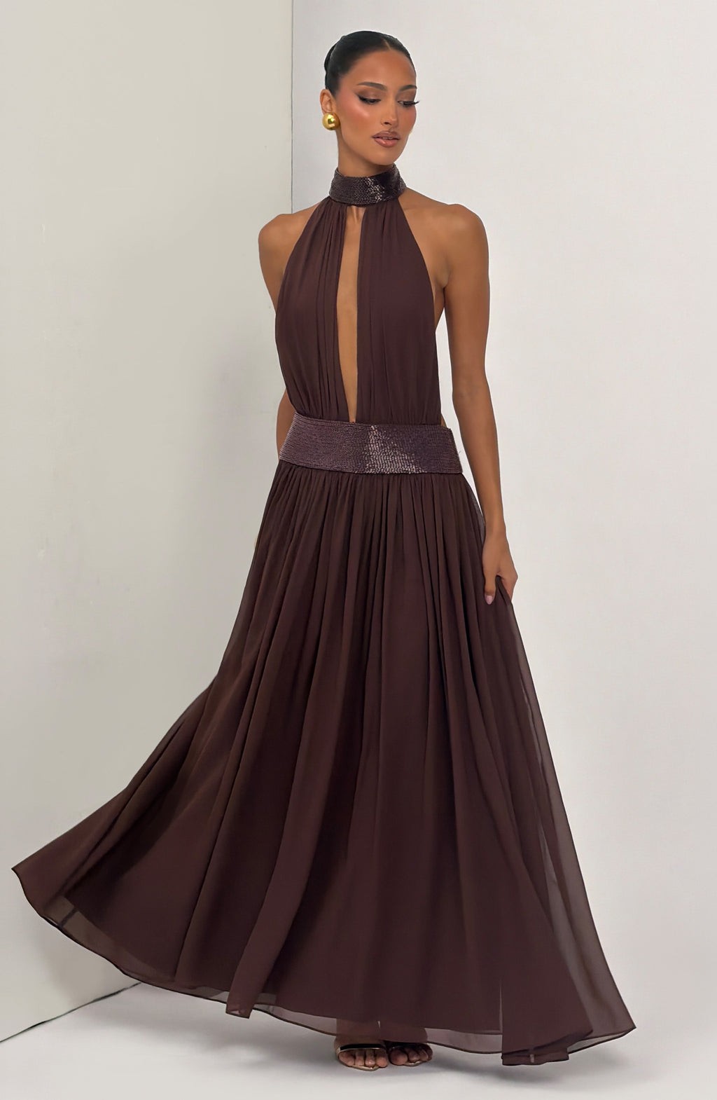 Rosalina™ - Vestido Largo de Chifón Ciruela