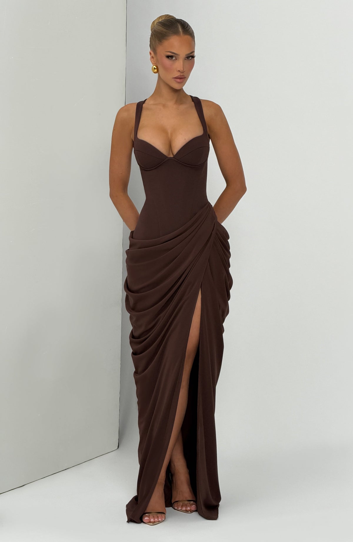 Elisa™ - Vestido Largo de Chifón Ciruela