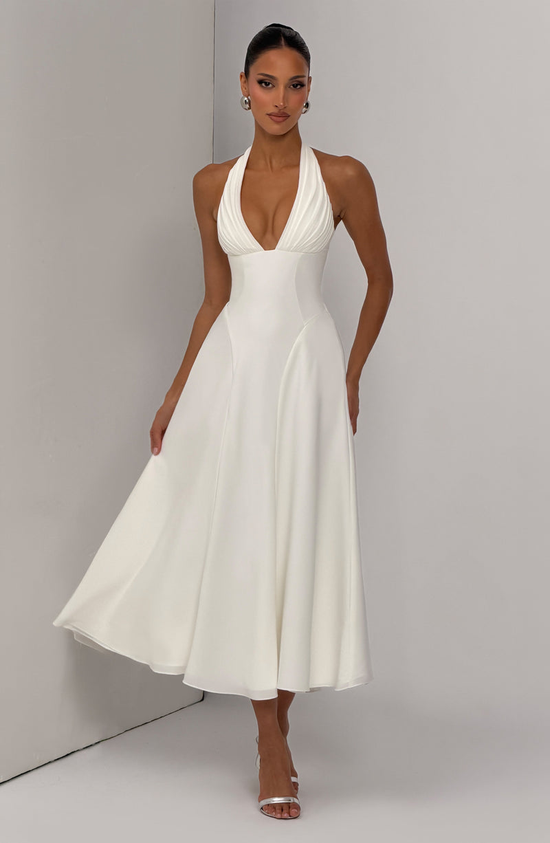 Helena™ - Vestido Midi de Chifón Marfil