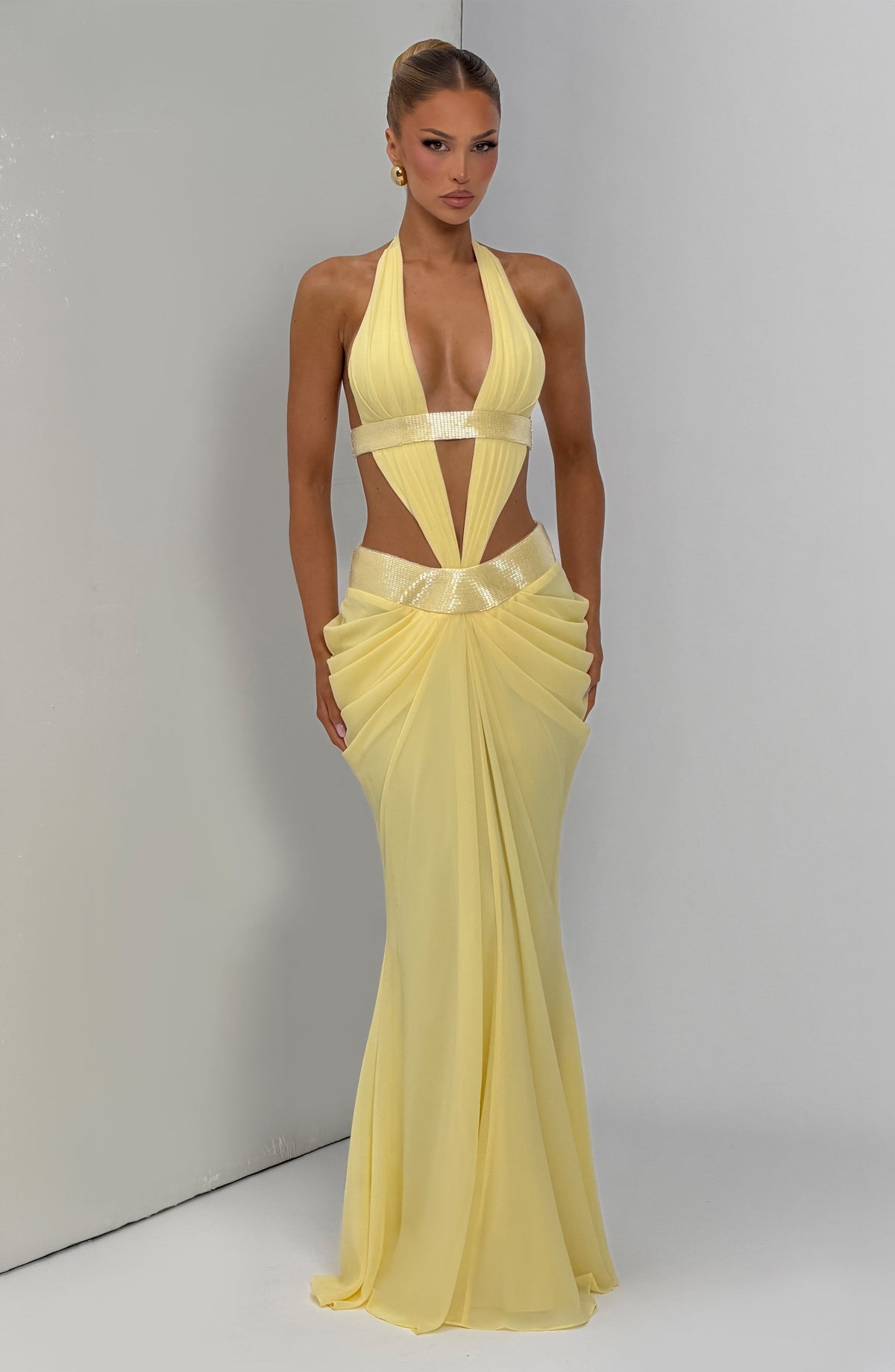 Sofía™ - Vestido Largo de Chifón Limón