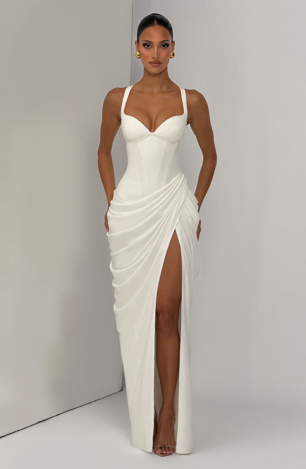 Elisa™ - Vestido Largo de Chifón Marfil