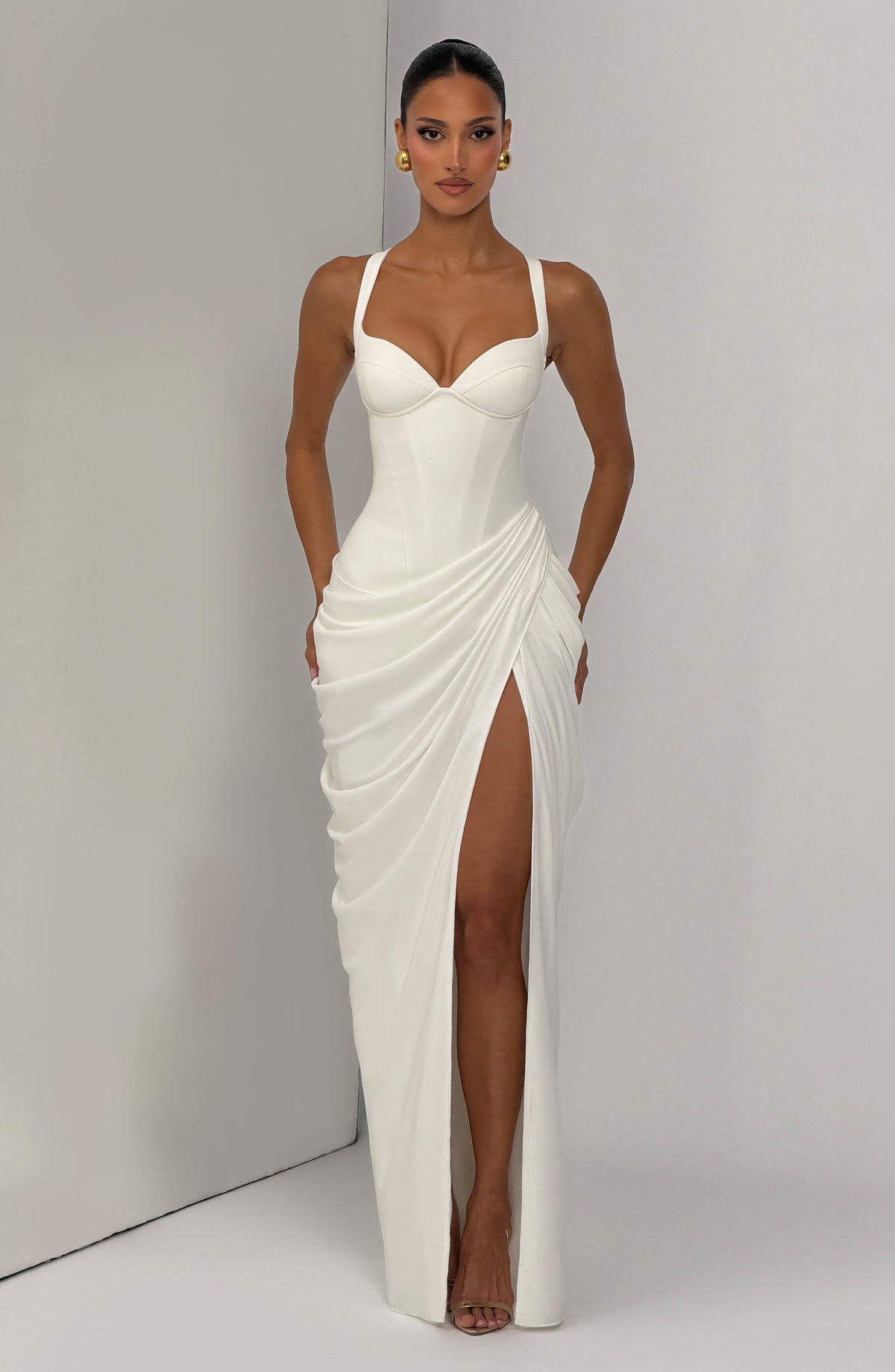 Elisa™ - Vestido Largo de Chifón Marfil
