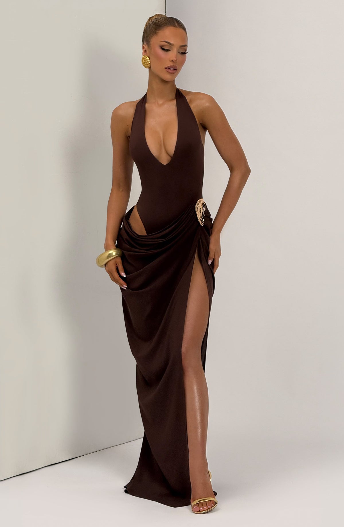 Adela™ - Vestido Largo Cruzado Ciruela