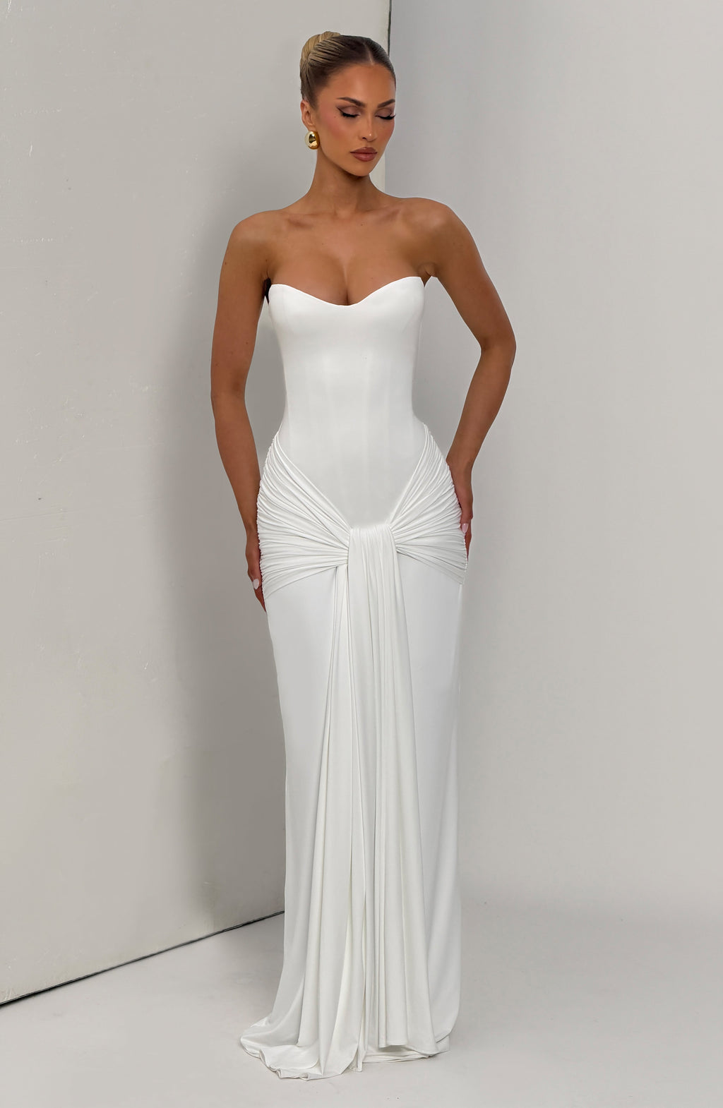 Gema™ - Vestido Largo de Punto Marfil
