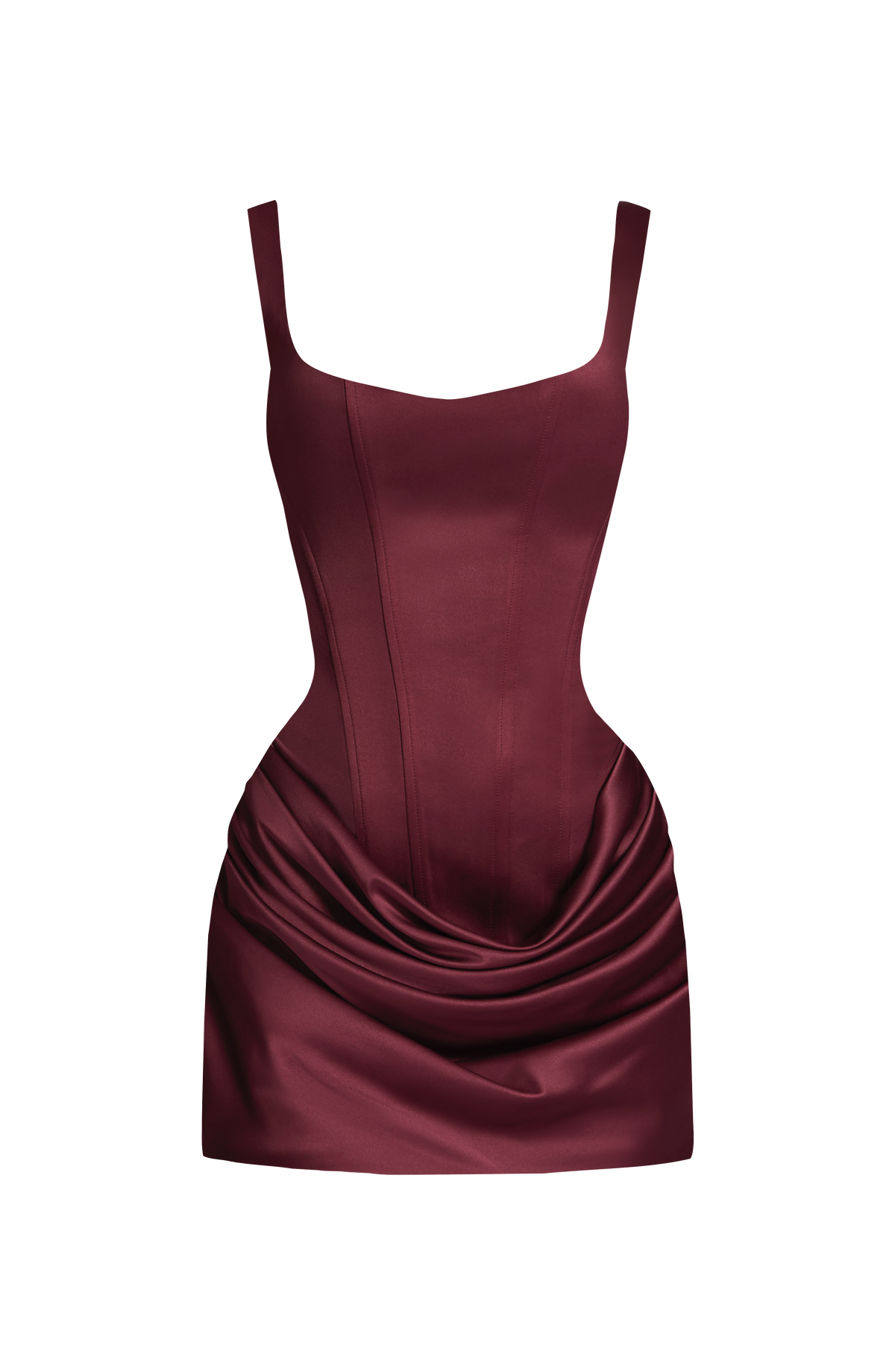 Isabel™ - Vestido Corto de Satén Cereza