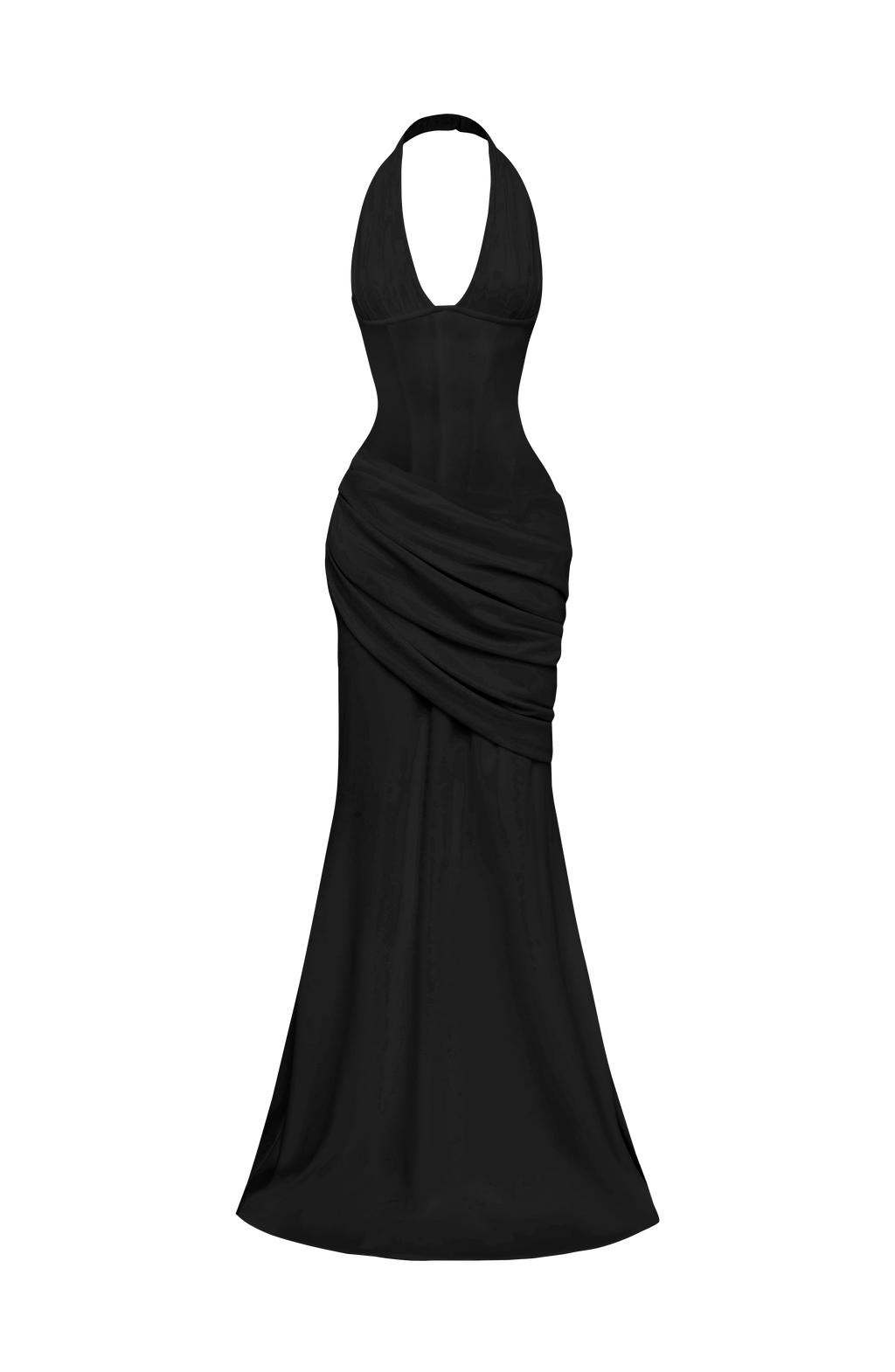 Noelia™ - Vestido Largo de Crepé Negro