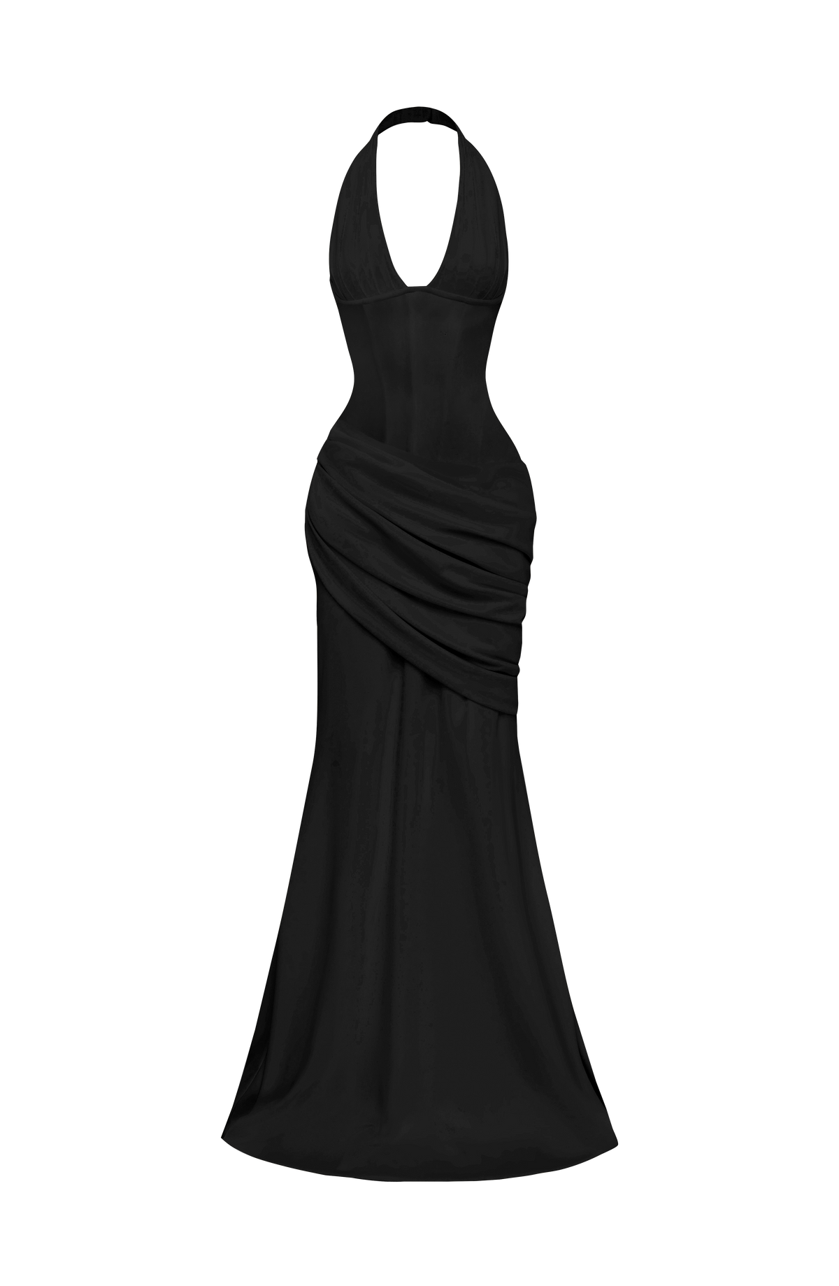 Noelia™ - Vestido Largo de Crepé Negro