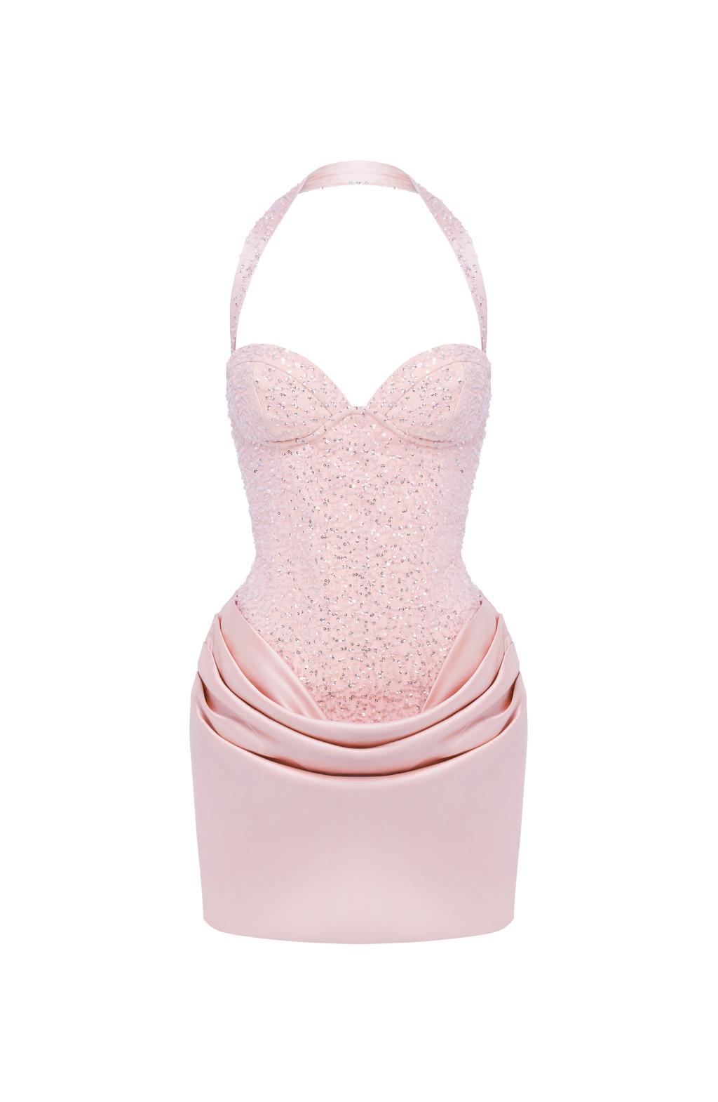 Nuria™ - Vestido Corto con Pedrería Rosa