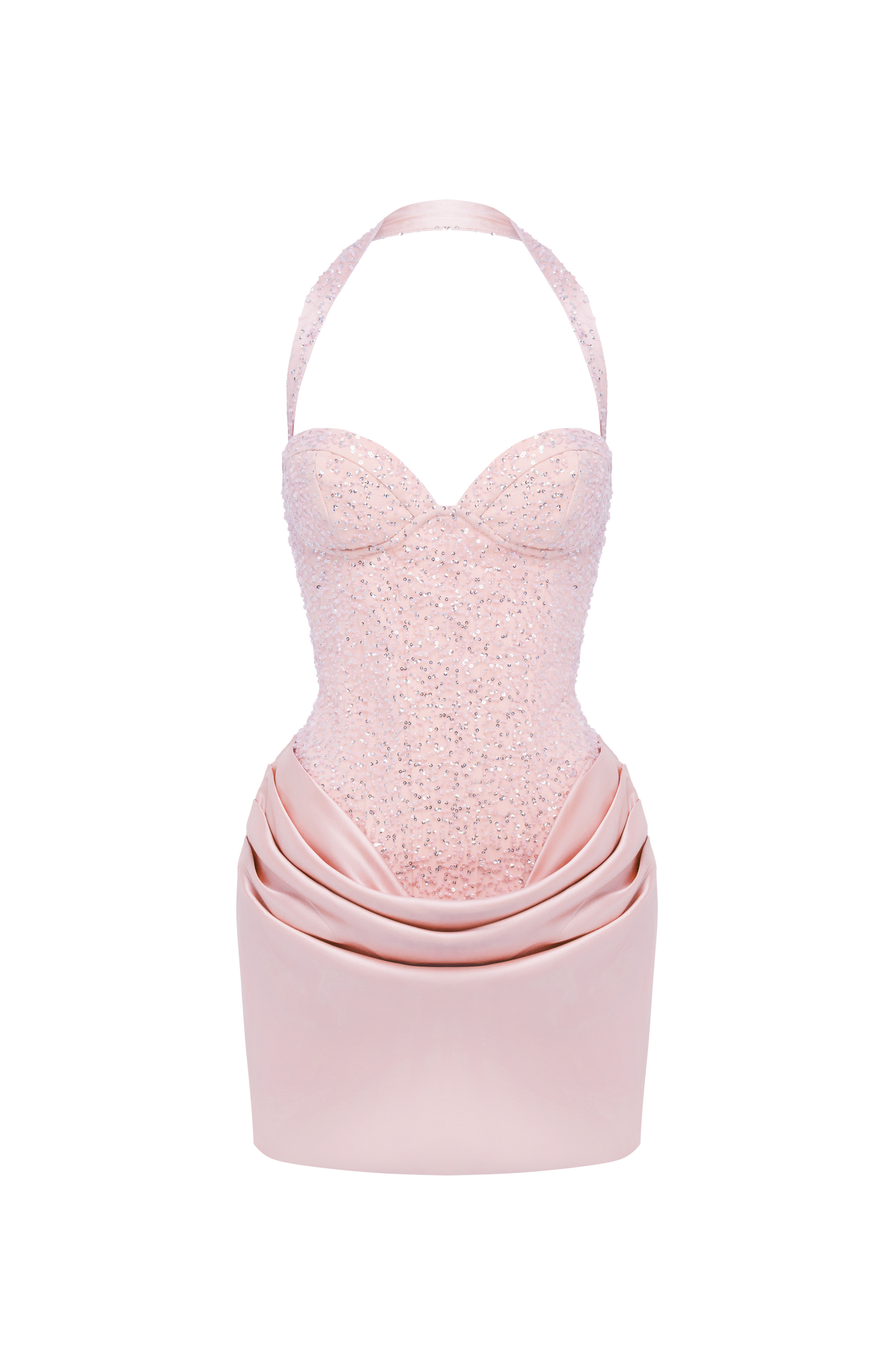 Nuria™ - Vestido Corto con Pedrería Rosa