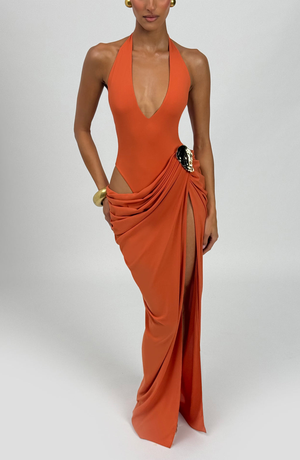 Adela™ - Vestido Largo Cruzado Naranja