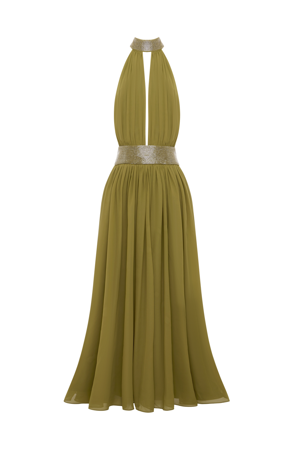 Rosalina™ - Vestido Largo de Chifón Oliva