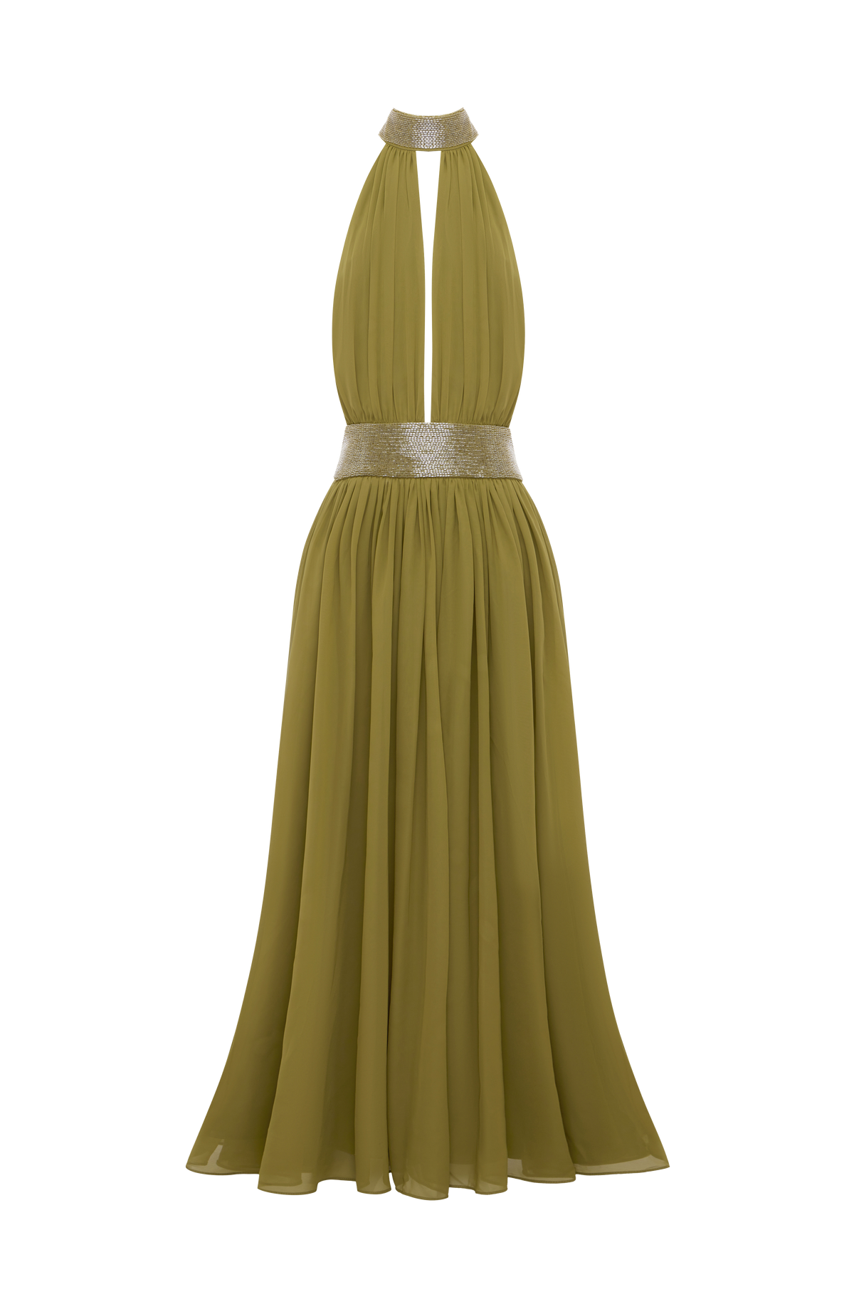 Rosalina™ - Vestido Largo de Chifón Oliva
