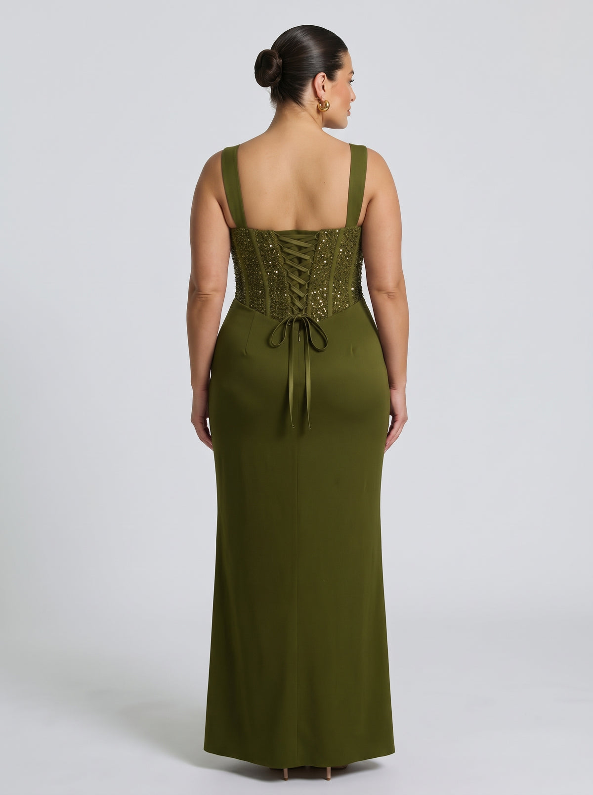 Nai™ - Vestido Largo con Corsé y Faja Compresiva Verde Oliva, vista 4