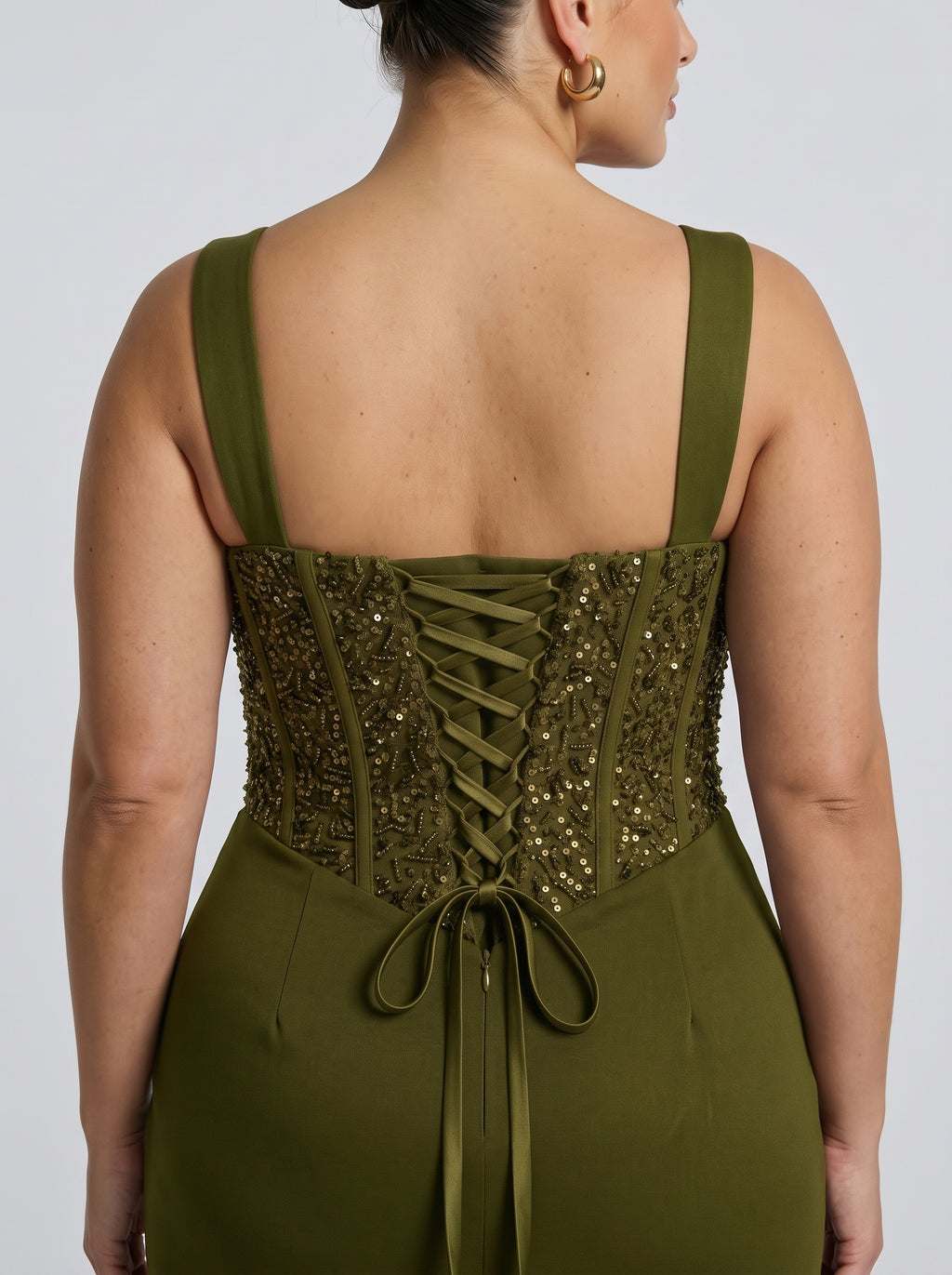 Nai™ - Vestido Largo con Corsé y Faja Compresiva Verde Oliva, vista 5