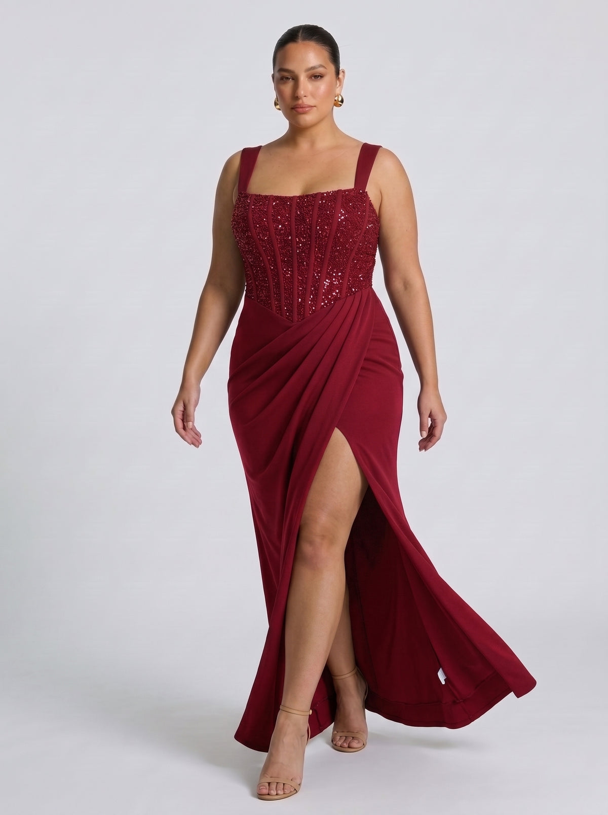 Nai™ - Vestido Largo con Corsé y Faja Compresiva Rojo, vista 1