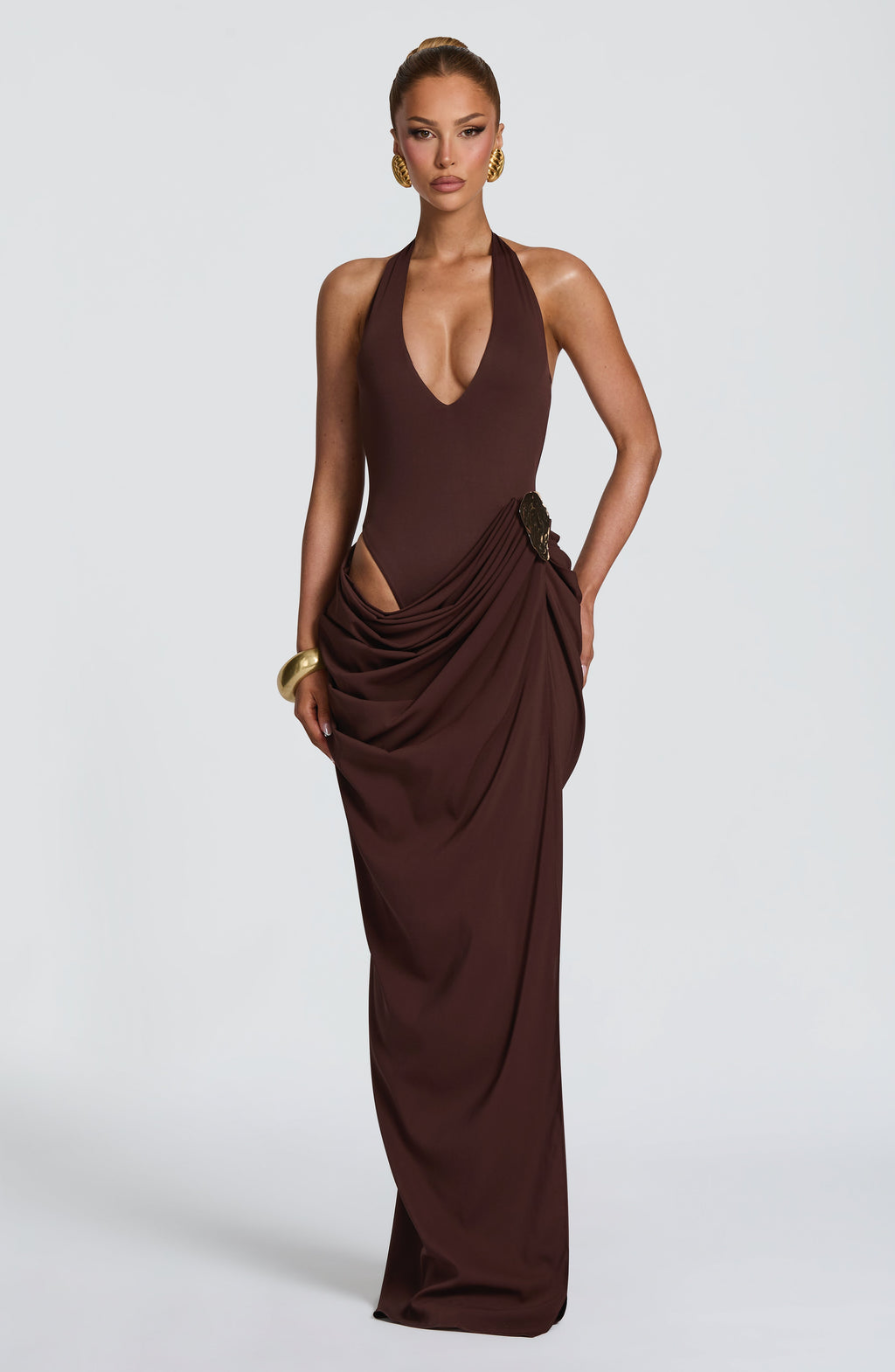 Adela™ - Vestido Largo Cruzado Ciruela
