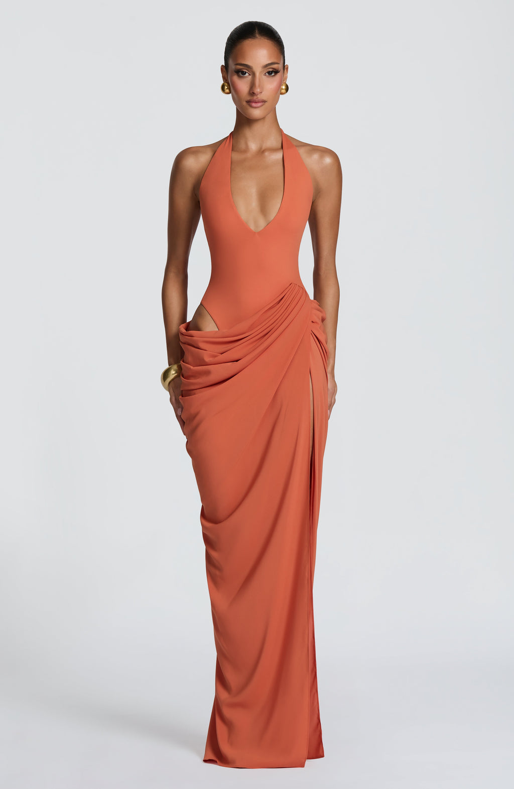 Adela™ - Vestido Largo Cruzado Naranja