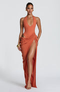 Adela™ - Vestido Largo Cruzado Naranja