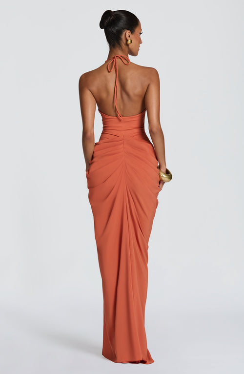 Adela™ - Vestido Largo Cruzado Naranja