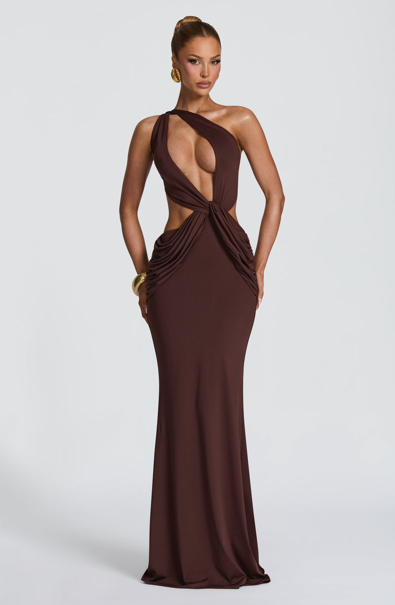 Olivia™ - Vestido Largo de Punto Ciruela
