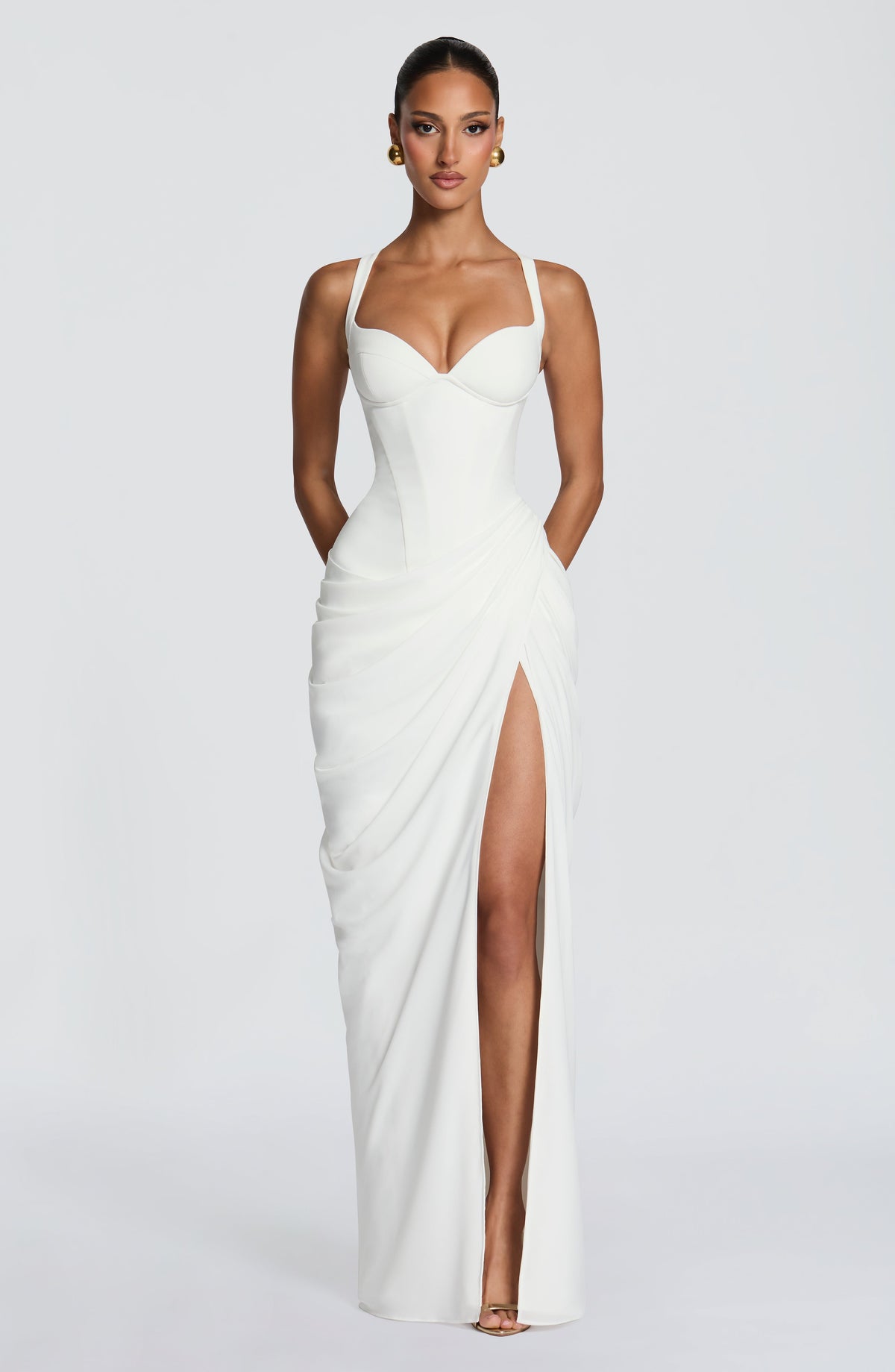 Elisa™ - Vestido Largo de Chifón Marfil
