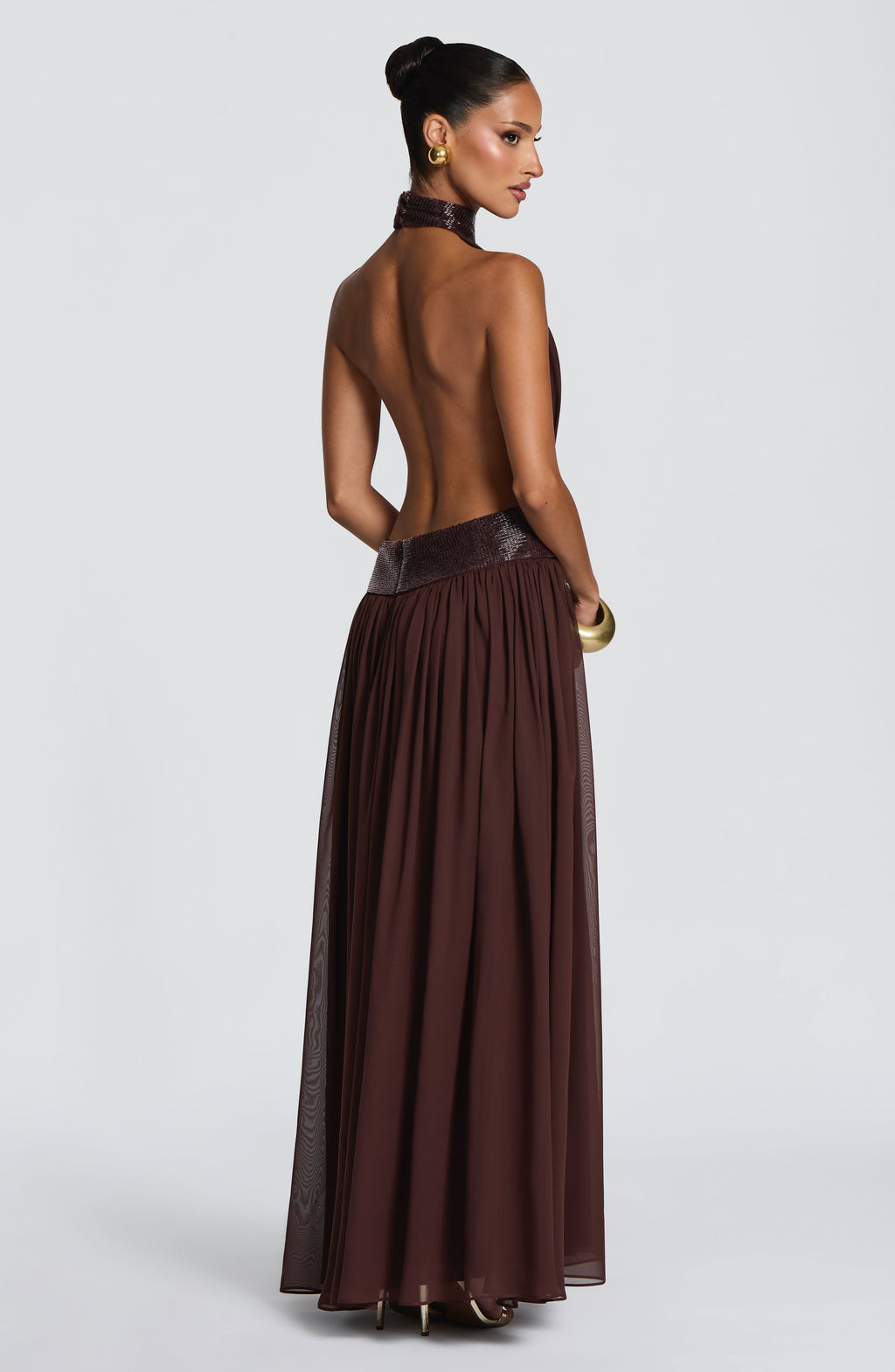 Rosalina™ - Vestido Largo de Chifón Ciruela
