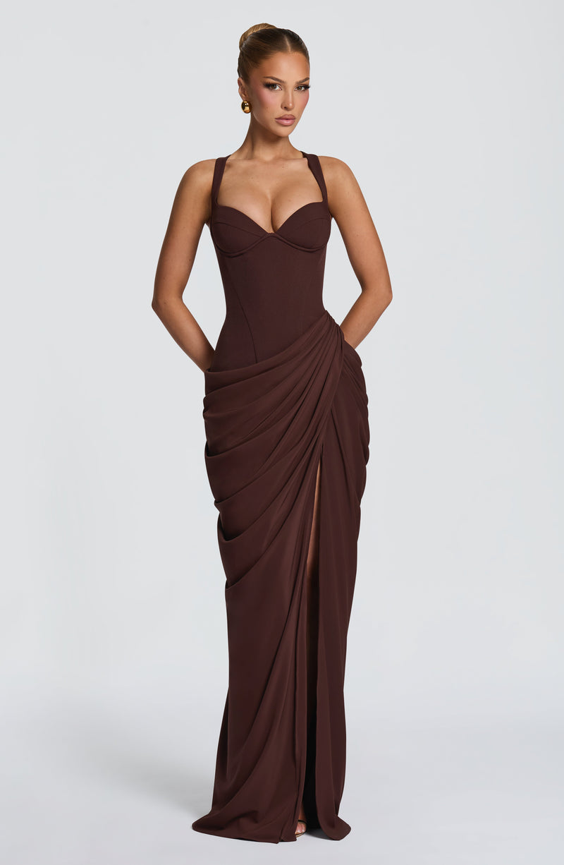 Elisa™ - Vestido Largo de Chifón Ciruela