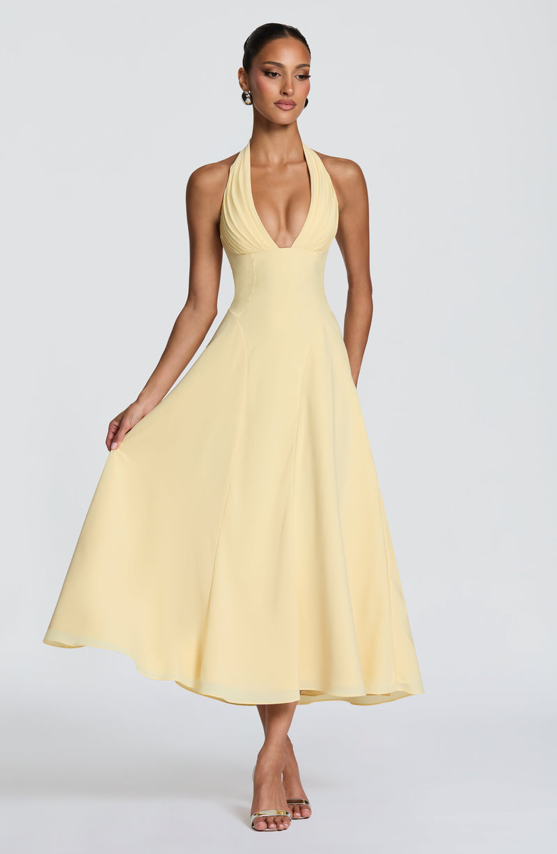 Helena™ - Vestido Midi de Chifón Limón