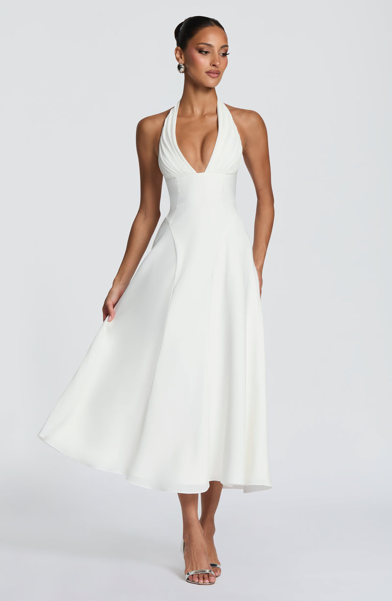 Helena™ - Vestido Midi de Chifón Marfil