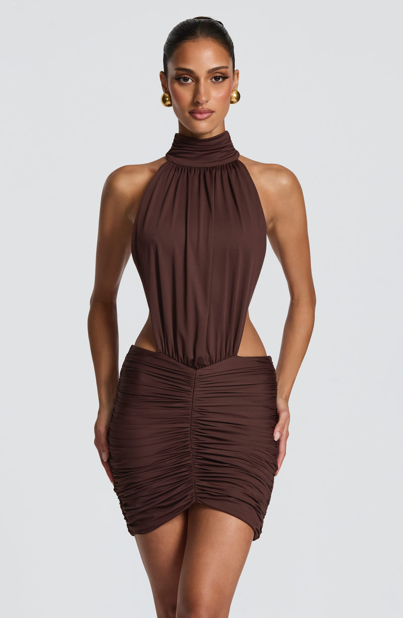 Teresa™ - Vestido Corto de Punto Ciruela