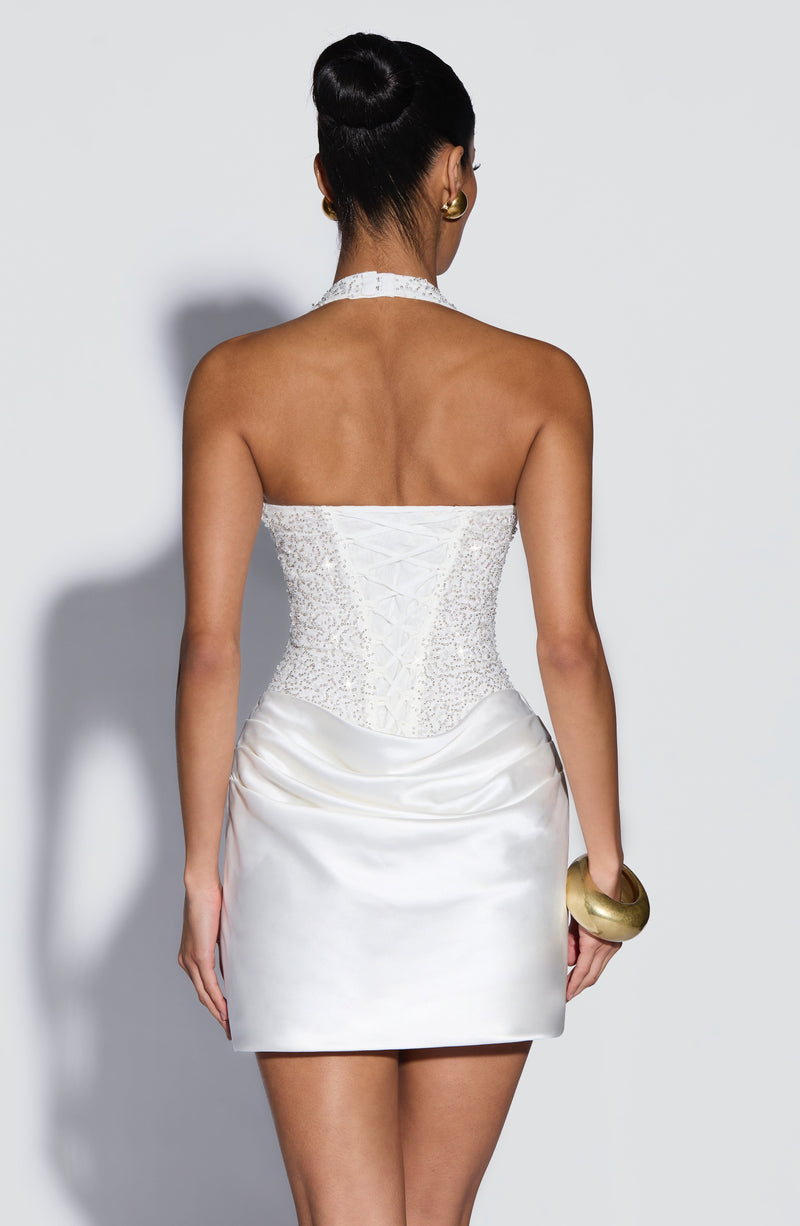 Adriana™ - Vestido Corto Bordado Marfil