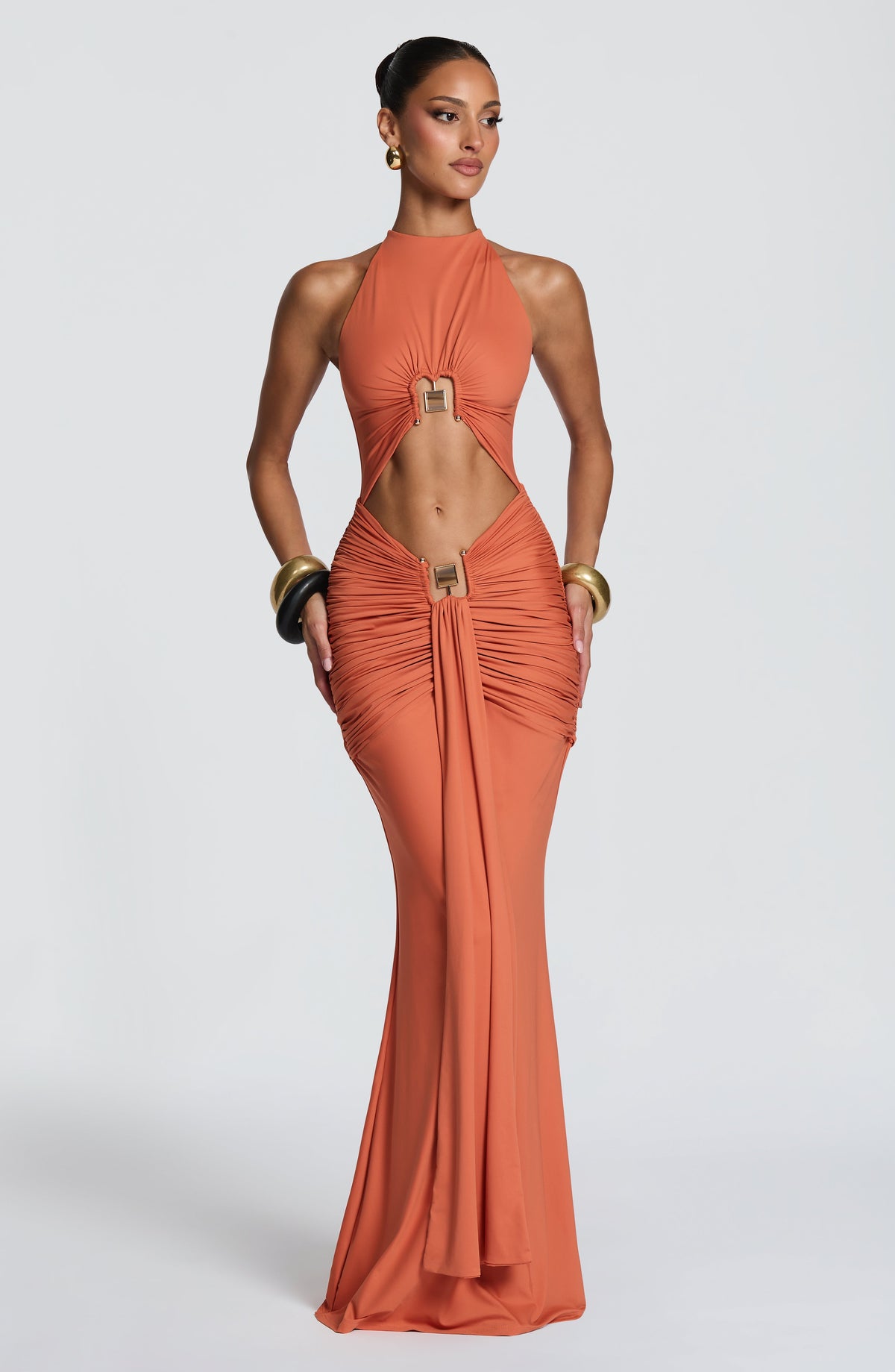 Aitana™ - Vestido Largo con Herrajes Naranja