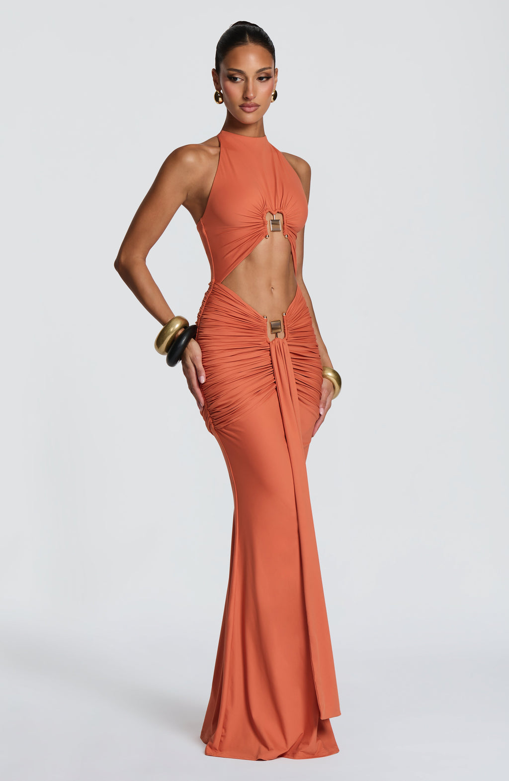 Aitana™ - Vestido Largo con Herrajes Naranja