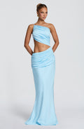 Marina™ - Vestido Largo Asimétrico Celeste