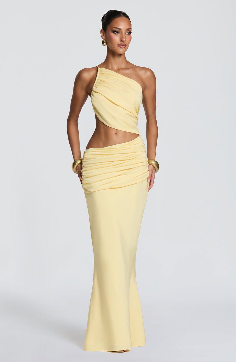 Marina™ - Vestido Largo Asimétrico Limón
