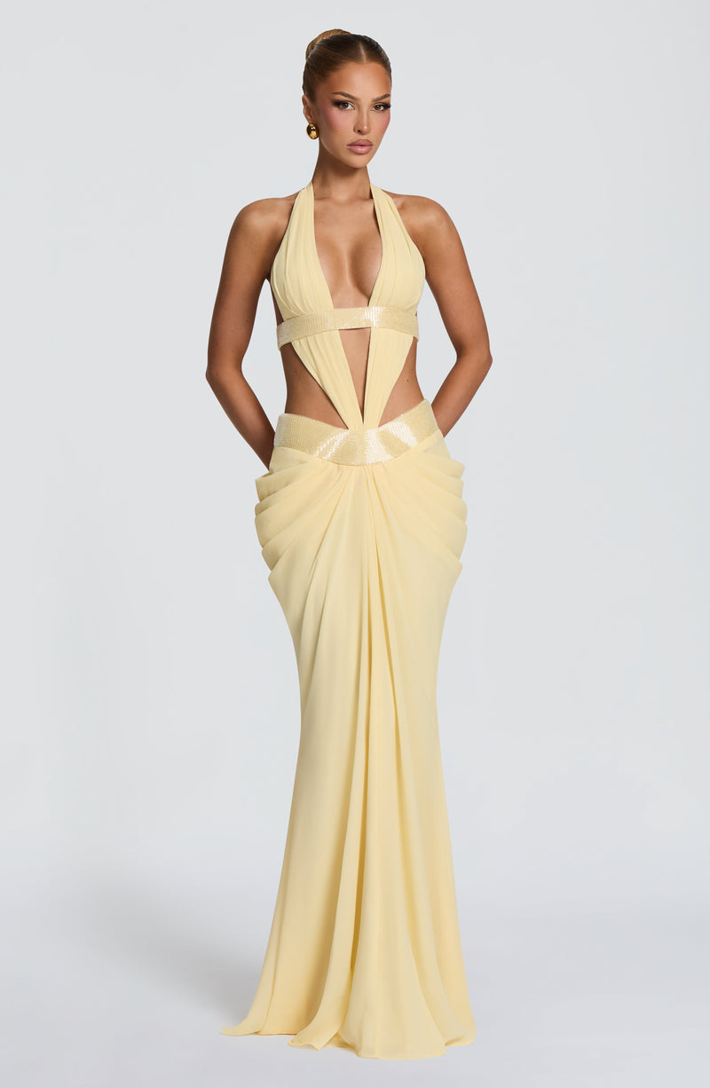 Sofía™ - Vestido Largo de Chifón Limón
