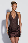 Adriana™ - Vestido Corto Bordado Ciruela