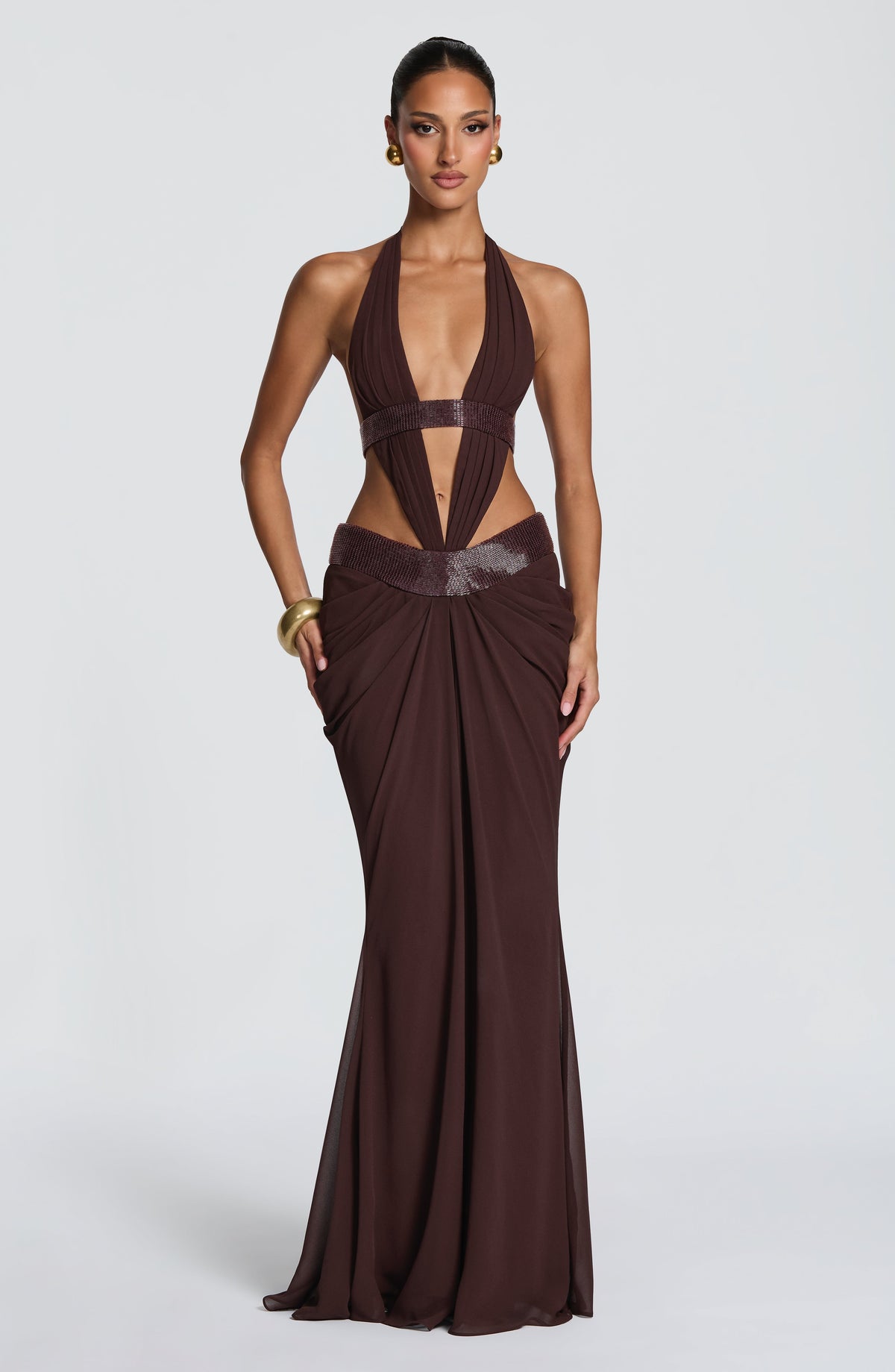Sofía™ - Vestido Largo de Chifón Ciruela