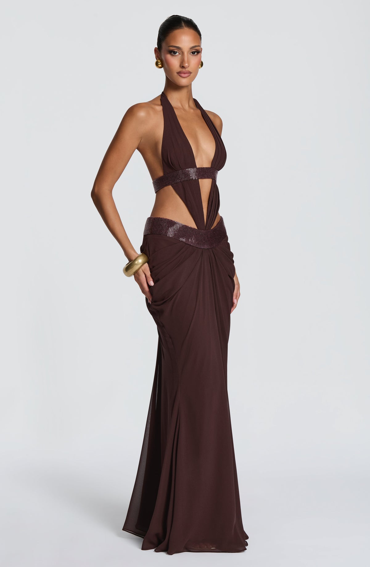 Sofía™ - Vestido Largo de Chifón Ciruela